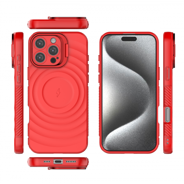 Crimson Red - TitanShield Wave Silicone Magsafe Back Case for iPhone 16 Pro Max