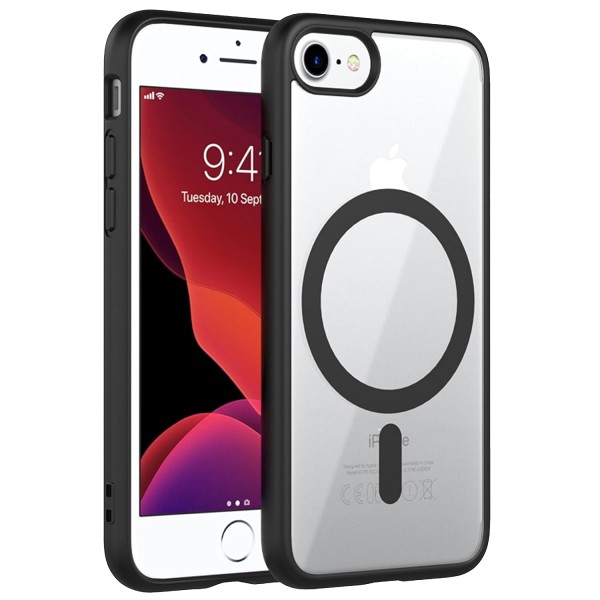 Black Clear Transparent Magsafe Back Case for iPhone SE 2020