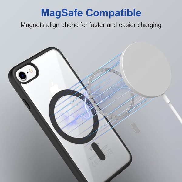 Black Clear Transparent Magsafe Back Case for iPhone SE 2020