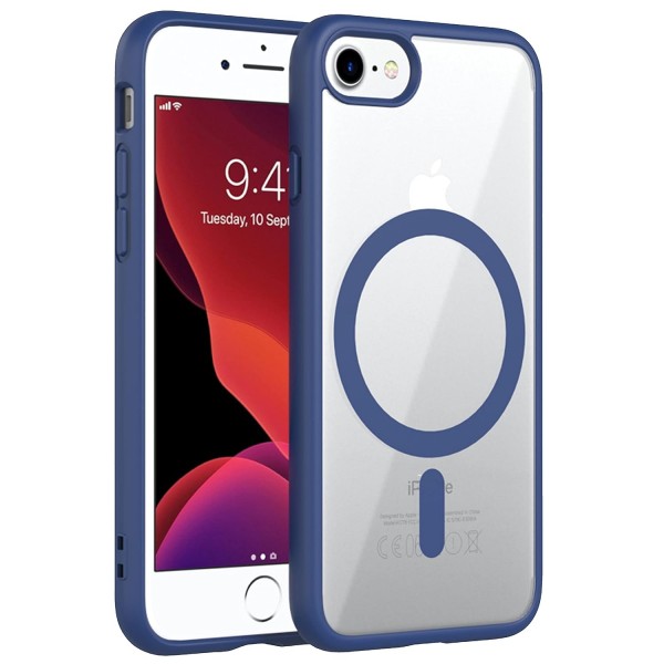 Royal Blue Clear Transparent Magsafe Back Case for iPhone SE 2020