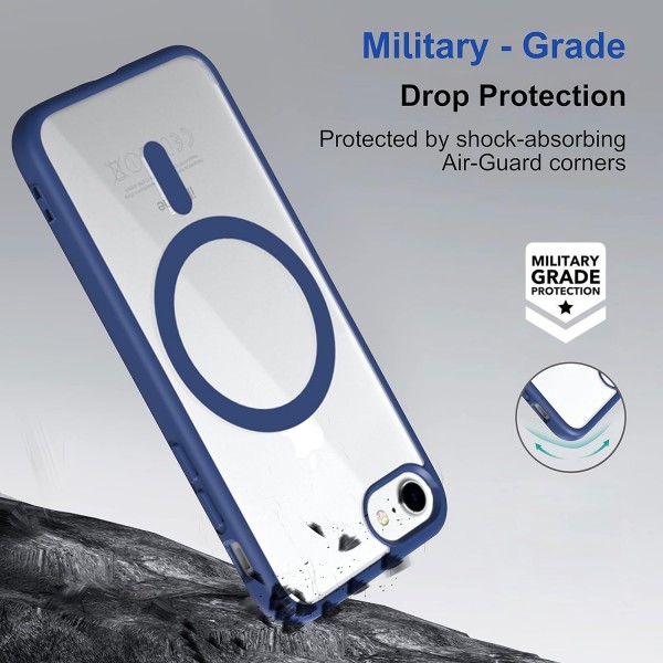 Royal Blue Clear Transparent Magsafe Back Case for iPhone SE 2020