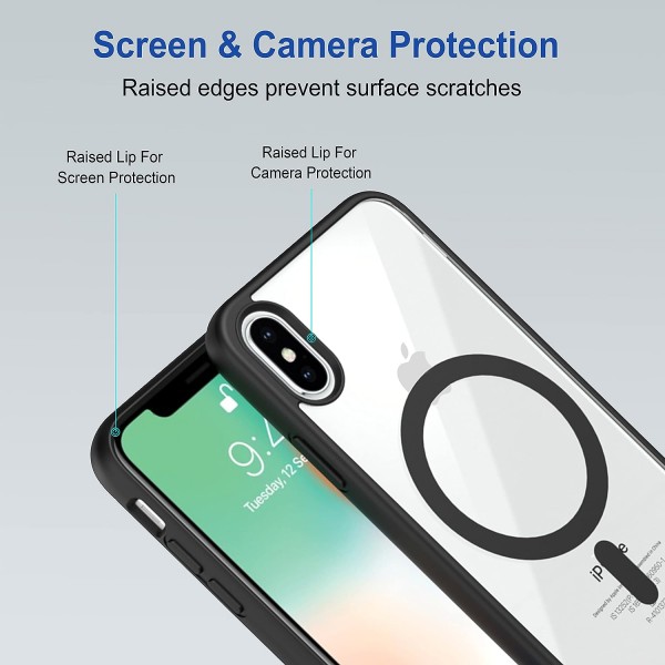 Black Clear Transparent Magsafe Back Case for iPhone X