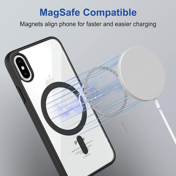 Black Clear Transparent Magsafe Back Case for iPhone X