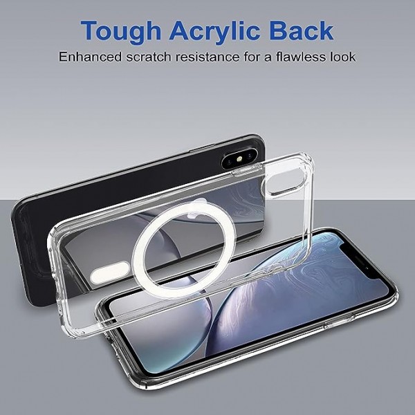 Crystal Clear Transparent Magsafe Back Case for iPhone X
