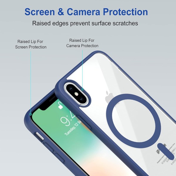 Royal Blue Clear Transparent Magsafe Back Case for iPhone X