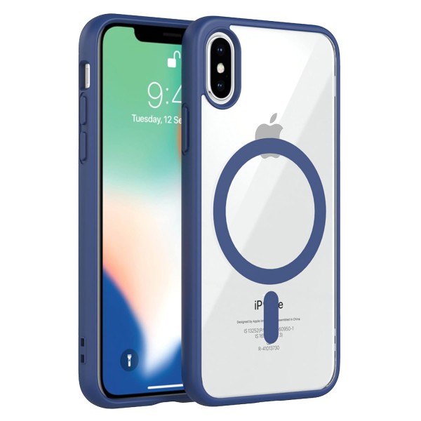 Royal Blue Clear Transparent Magsafe Back Case for iPhone XS Max