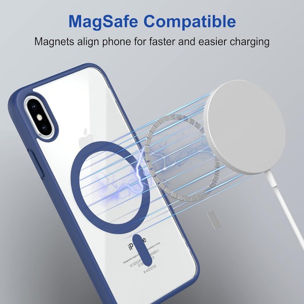 Royal Blue Clear Transparent Magsafe Back Case for iPhone XS Max