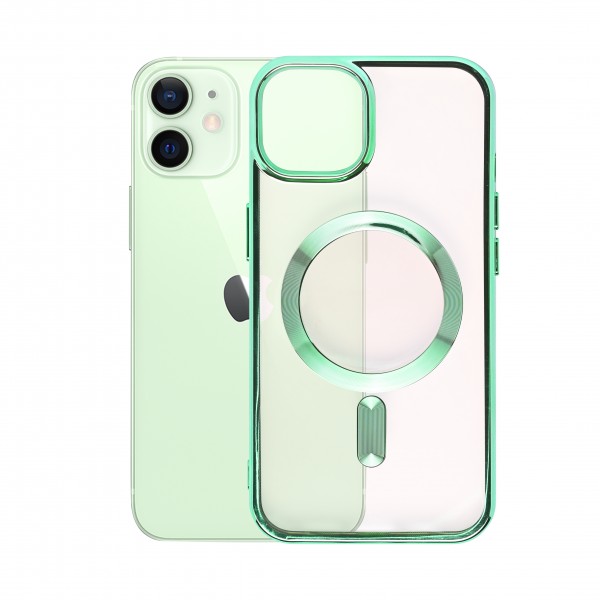 Magsafe Clear Slim with Camera Protection (Reflective Mint Green) Silicone Back Case for iPhone 12