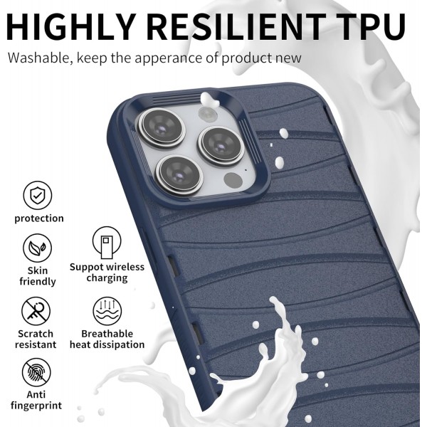 Comet Blue - Premium Soft Heat Dissipation Breathable Silicone Back Case for iPhone 14 Pro Max