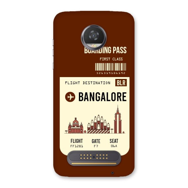 Bangalore Boarding Pass Back Case for Moto Z2 Play